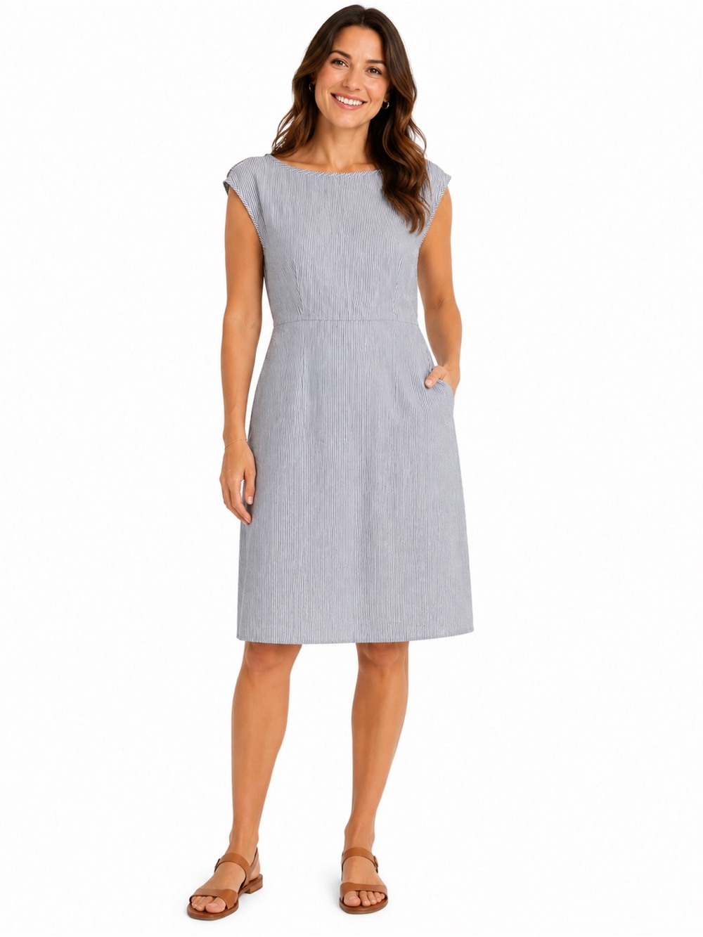 Uniqlo Blue & White Striped Cotton Dress M